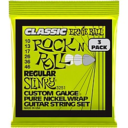 Ernie Ball Regular Slinky Classic Rock N Roll Pure Nickel Wrap 10-46 Electric Guitar Strings 3-Pack 10 - 46
