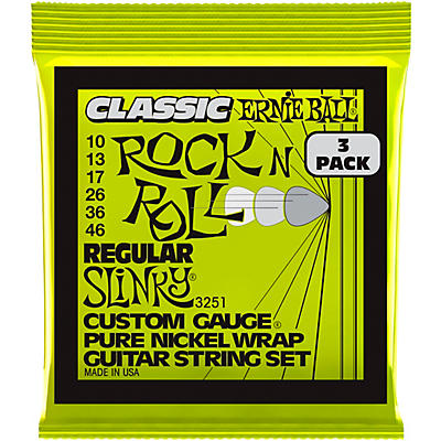 Ernie Ball Regular Slinky Classic Rock N Roll Pure Nickel Wrap 10-46 Electric Guitar Strings 3-Pack 10 46 for sale