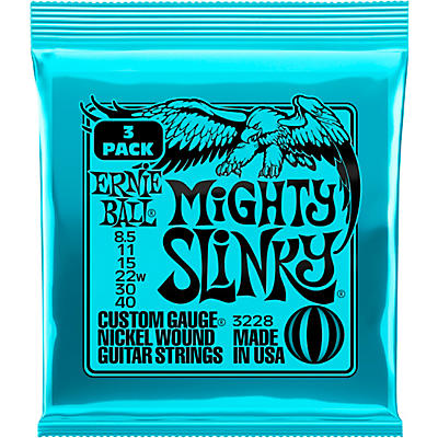 Ernie Ball Mighty Slinky Nickel Wound 8.5-40 Electric Guitar Strings 3-Pack 8.5 40 for sale