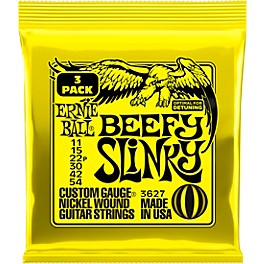 Ernie Ball Beefy Slinky Nickel Wound 11-54 Electric Guitar Strings 3-Pack 11 - 54