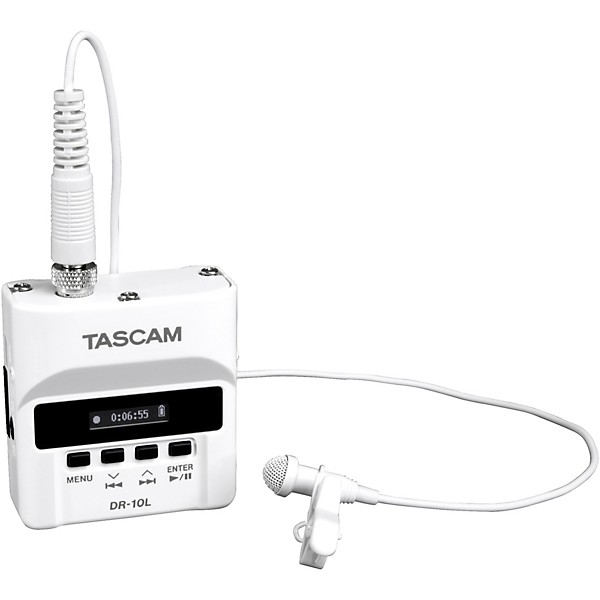 TASCAM DR-10L Micro Recorder With Lavalier Microphone White