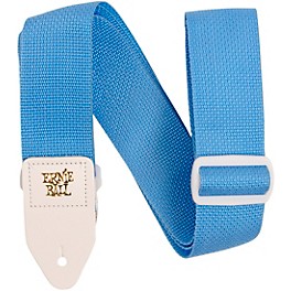 Ernie Ball Polypro White Leather Guitar Strap White Ernie Ball Polypro White Leather Guitar Strap Soft Blue