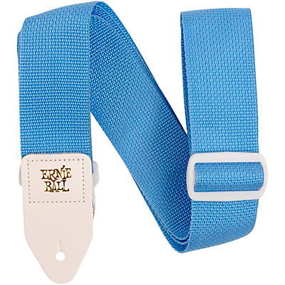 Ernie Ball Polypro White Leather Guitar Strap Soft Blue for sale