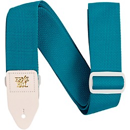 Ernie Ball Polypro White Leather Guitar Strap Teal