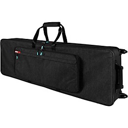 Gator GKP76-BLK Semi-Rigid Lightweight Pro Wheeled Case for 76-Note Keyboards; Charcoal Black Electric Blue Interior