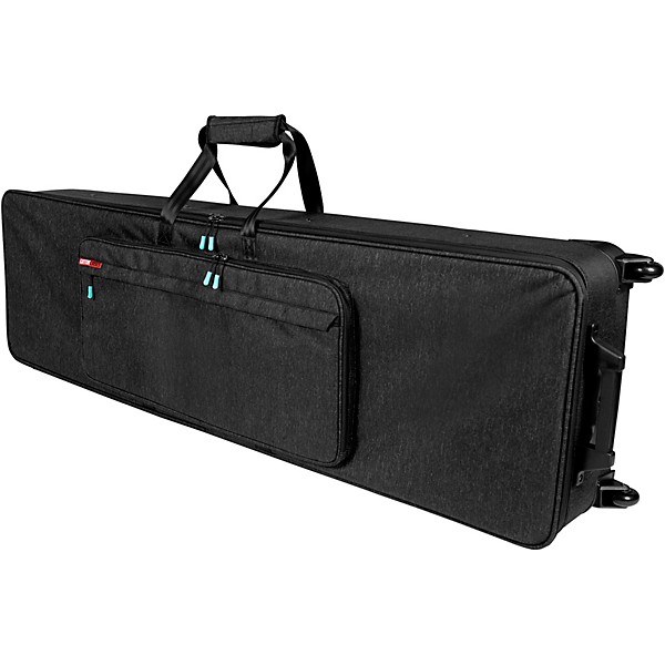 Gator GKP88-BLK Semi-Rigid Lightweight Pro Wheeled Case for 88-Note Keyboards; Charcoal Black With Electric Blue Interior