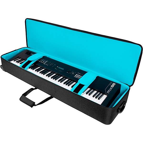 Gator GKP88-BLK Semi-Rigid Lightweight Pro Wheeled Case for 88-Note Keyboards; Charcoal Black With Electric Blue Interior