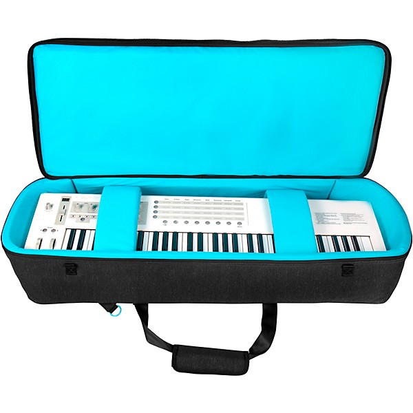 Gator GTKP61-BLK Transit Series Protective Gig Bag for 61-Note Keyboards; Charcoal Black With Electric Blue Interior