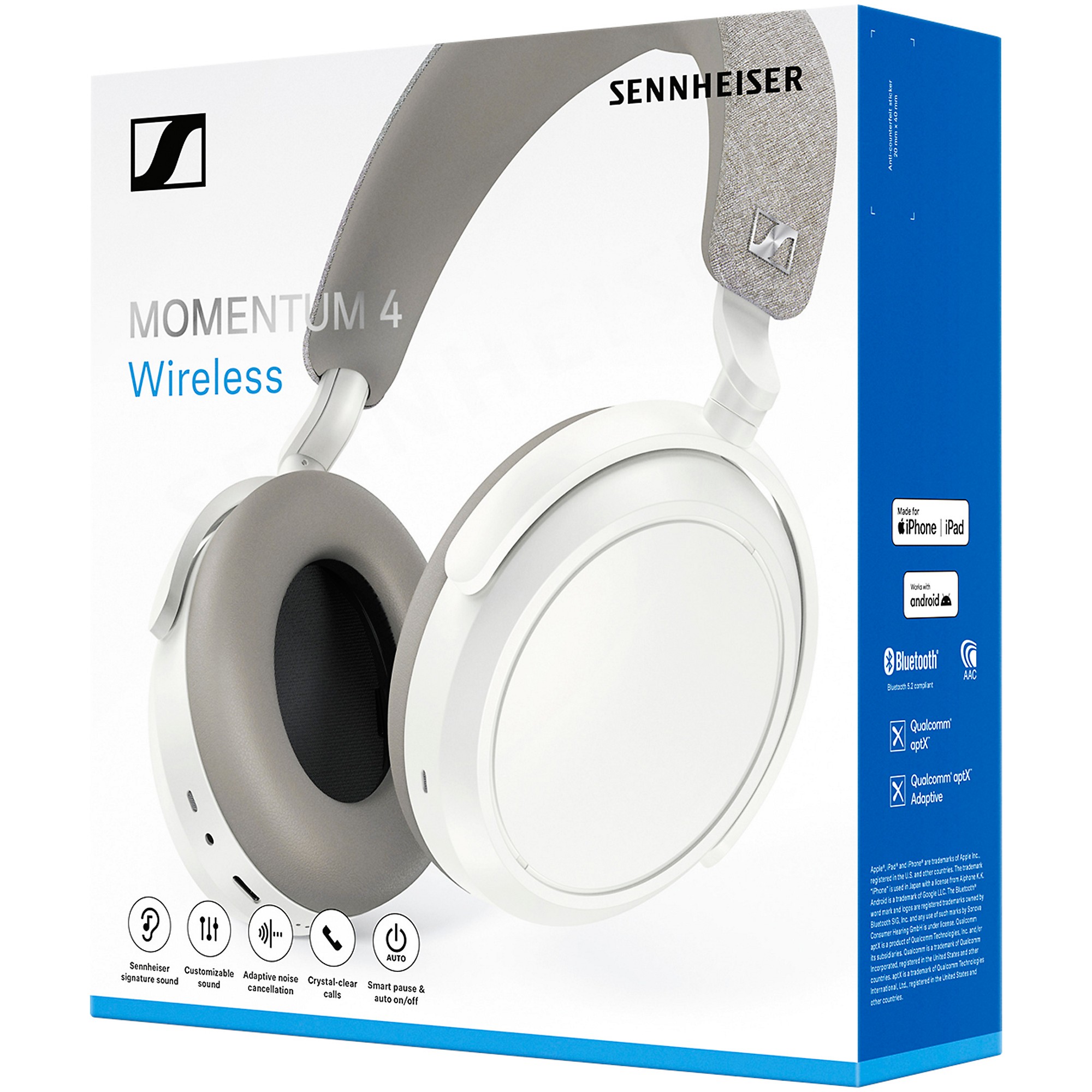 Sennheiser Momentum 4 Bluetooth Over-Ear Headphones White | Guitar