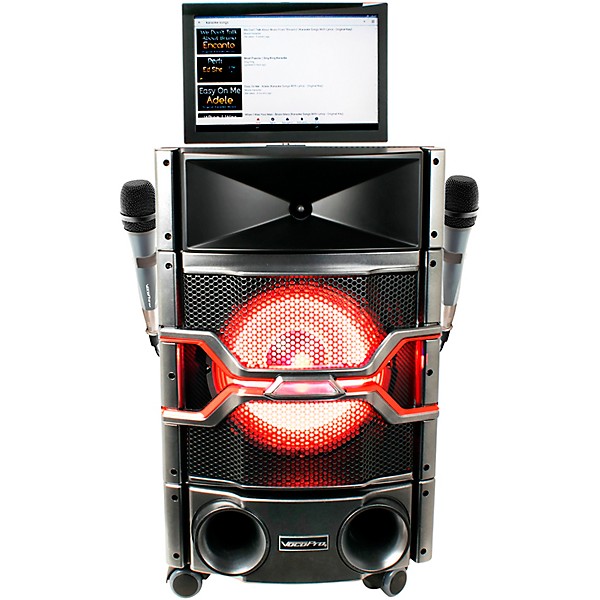 VocoPro 120W Wi-Fi Karaoke System With 14" Touchscreen and Sound-Activated LED Woofer Light