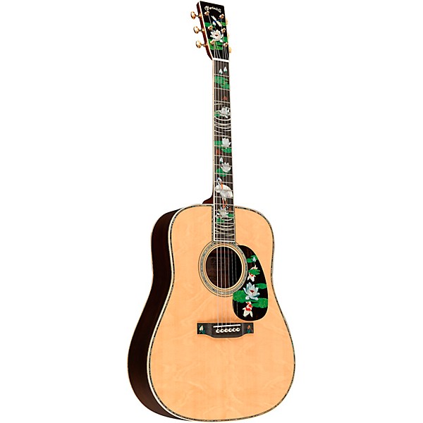 Martin Limited-Edition D-45 Harvey Leach Lotus Flower Acoustic Guitar Natural