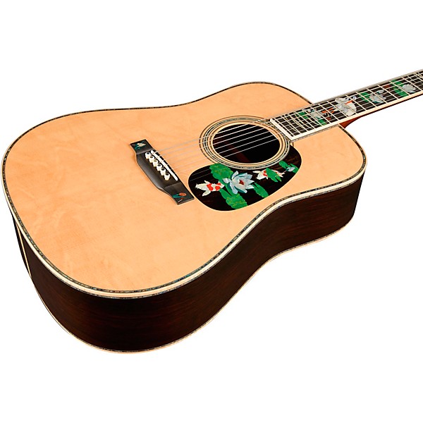 Martin Limited-Edition D-45 Harvey Leach Lotus Flower Acoustic Guitar Natural