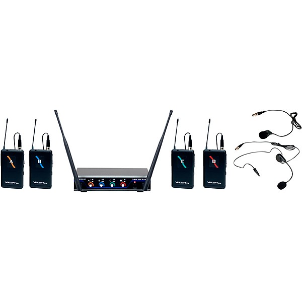 VocoPro USB-PLAY-4 4-Channel Wireless Headset/Lapel Mic System With USB Interface Package, 902-927.2mHz