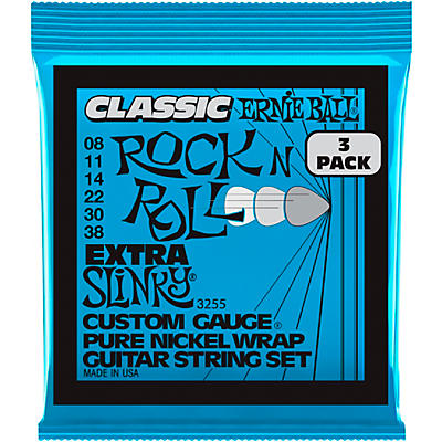 Ernie Ball Extra Slinky Classic Rock And Roll Electric Guitar Strings 3 Pack 8 38 for sale