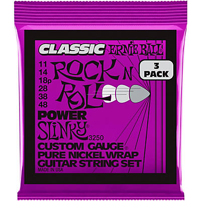 Ernie Ball Power Slinky Classic Rock And Roll Electric Guitar Strings 3 Pack 11 48 for sale