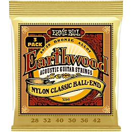 Ernie Ball Earthwood Folk Nylon 80/20 Bronze Acoustic Guitar Strings 3 Pack 28 - 42