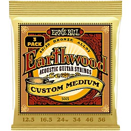 Ernie Ball Earthwood Custom Medium 80/20 Bronze Acoustic Guitar Strings 3 Pack 12.5 - 56