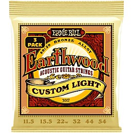 Ernie Ball Earthwood Custom Light 80/20 Bronze Acoustic Guitar Strings 3 Pack 11.5 - 54
