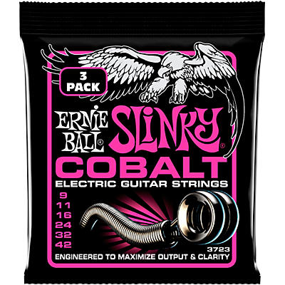 Ernie Ball Super Slinky Cobalt Electric Guitar Strings 3 Pack 09 42 for sale