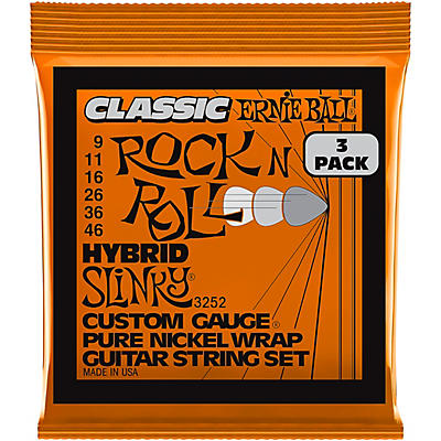 Ernie Ball Hybrid Slinky Classic Rock And Roll Electric Guitar Strings 3 Pack 09 46 for sale