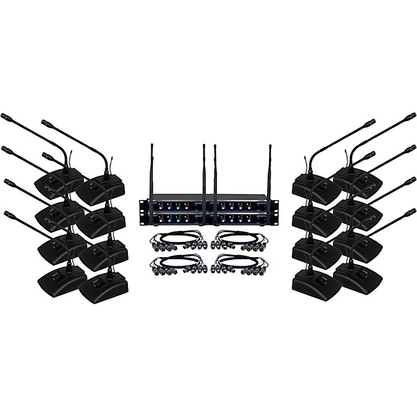 VocoPro USB-CONFERENCE-16 16-User Wireless Microphone/USB Interface Package, 902-927.2mHz