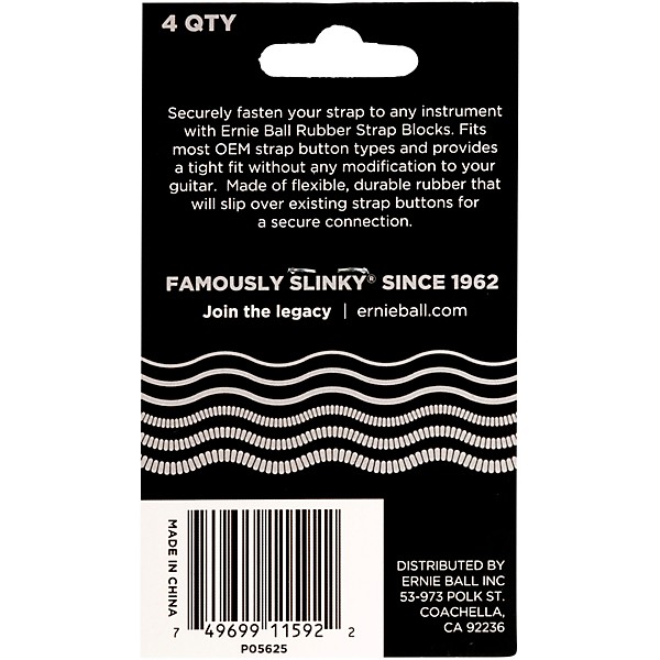 Ernie Ball Rubber Strap Block Gray