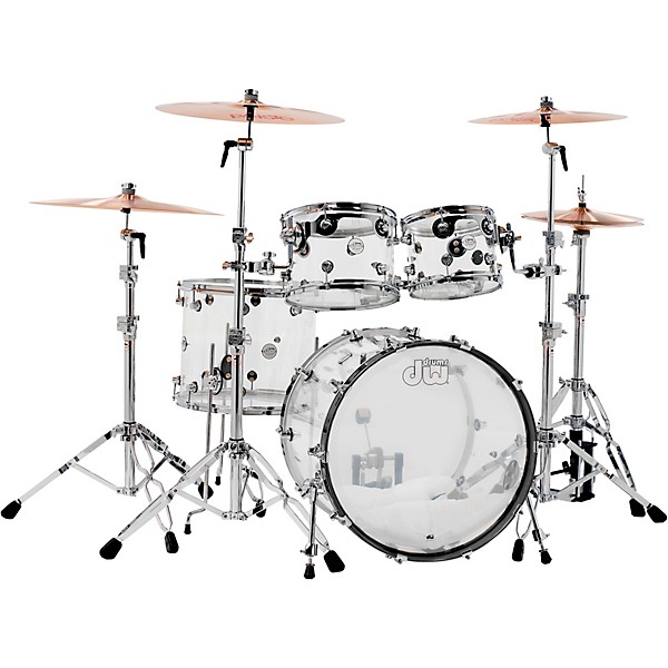 DW Design Series Acrylic 4-Piece Shell Pack With Chrome Hardware Clear
