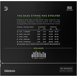 D'Addario NYXL Light Top/Medium Bottom Long Scale 5-String Bass Strings 45-125 45 - 125