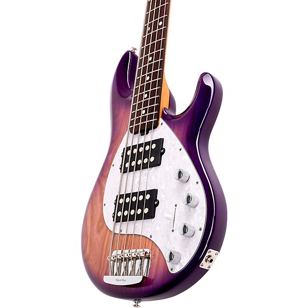 Ernie Ball Music Man StingRay5 Special HH 5-String Electric Bass Guitar Purple Sunset