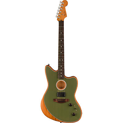 Fender Acoustasonic Player Jazzmaster Sitka Spruce-Mahogany Acoustic-Electric Guitar Antique Olive for sale