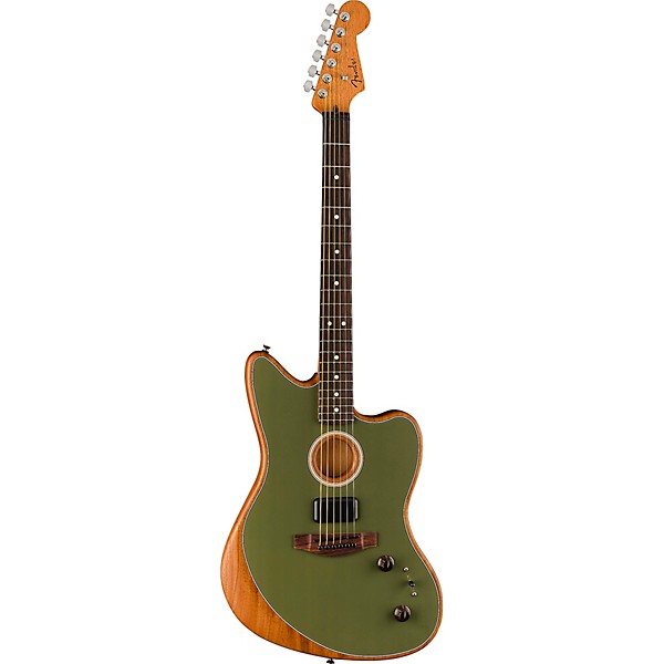 Fender Acoustasonic Player Jazzmaster Sitka Spruce-Mahogany Acoustic-Electric Guitar Antique Olive
