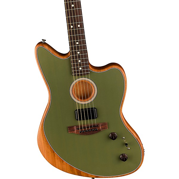 Fender Acoustasonic Player Jazzmaster Sitka Spruce-Mahogany Acoustic-Electric Guitar Antique Olive