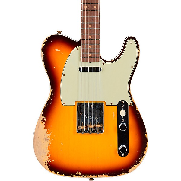 Fender Custom Shop Limited-Edition '60 Telecaster Custom Heavy Relic Electric Guitar Faded Aged Chocolate 3-Color Sunburst