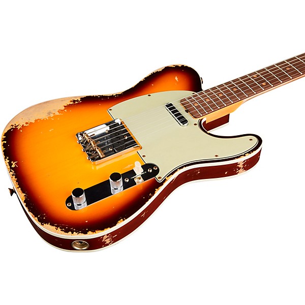 Fender Custom Shop Limited-Edition '60 Telecaster Custom Heavy Relic Electric Guitar Faded Aged Chocolate 3-Color Sunburst