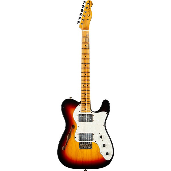 Fender Custom Shop Limited Edition '70s Tele Thinline Journeyman Relic Electric Guitar Bleached 3-Color Sunburst