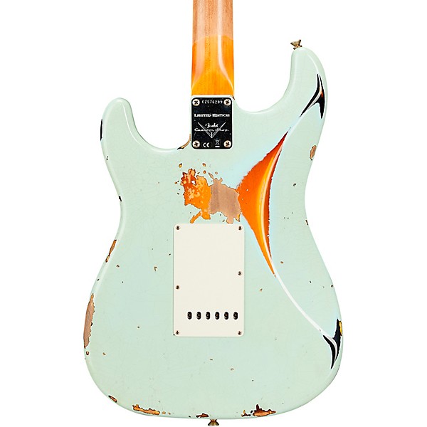 Fender Custom Shop Limited-Edition '62 Stratocaster Heavy Relic Electric Guitar Faded Aged Surf Green over 3-Color Sunburst