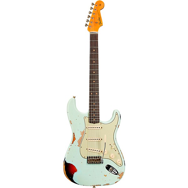 Fender Custom Shop Limited-Edition '62 Stratocaster Heavy Relic Electric Guitar Faded Aged Surf Green over 3-Color Sunburst