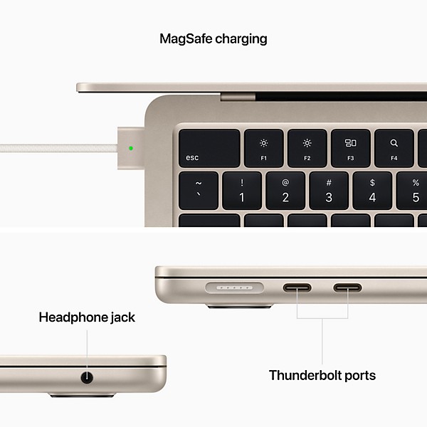 Apple 13-inch MacBook Air: Apple M2 chip with 8-core CPU and 10-core GPU, 512GB - Starlight