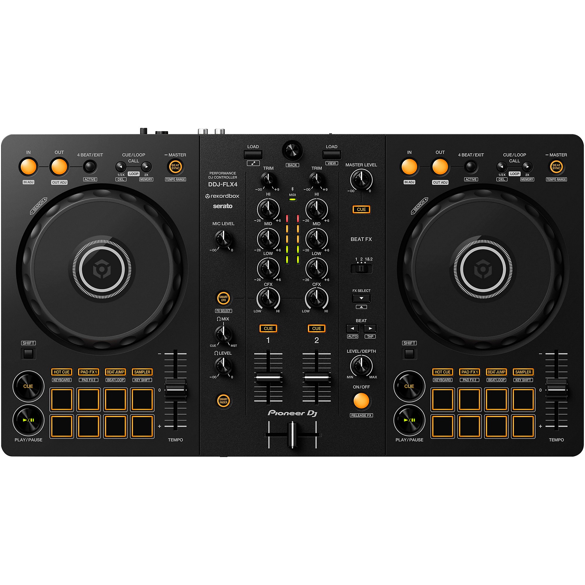 PIONEER DJ DDJ-FLX4 Controller with PROX XB-DJCS Molded Hard-shell Case  Bundle