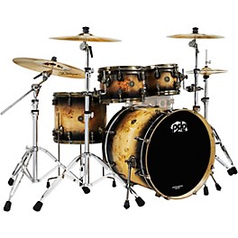 PDP by DW Limited-Edition Mapa Burl 4-Piece Shell Pack With Antique Bronze Hardware Black Burst