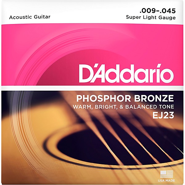 D'Addario EJ23 Phosphor Bronze Super Light Acoustic Guitar Strings 09 - 45