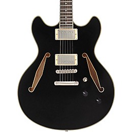 D'Angelico Excel DC Tour Semi-Hollow Electric Guitar With Supro Bolt Bucker Pickups and Stopbar Tailpiece Solid Black