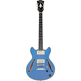 D'Angelico Excel Mini DC Tour Semi-Hollow Electric Guitar With Supro Bolt Bucker Pickups and Stopbar Tailpiece Slate Blue