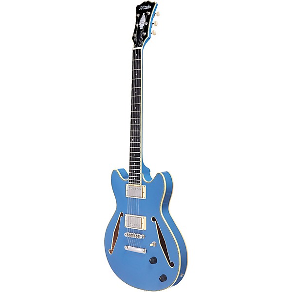 D'Angelico Excel Mini DC Tour Semi-Hollow Electric Guitar With Supro Bolt Bucker Pickups and Stopbar Tailpiece Slate Blue