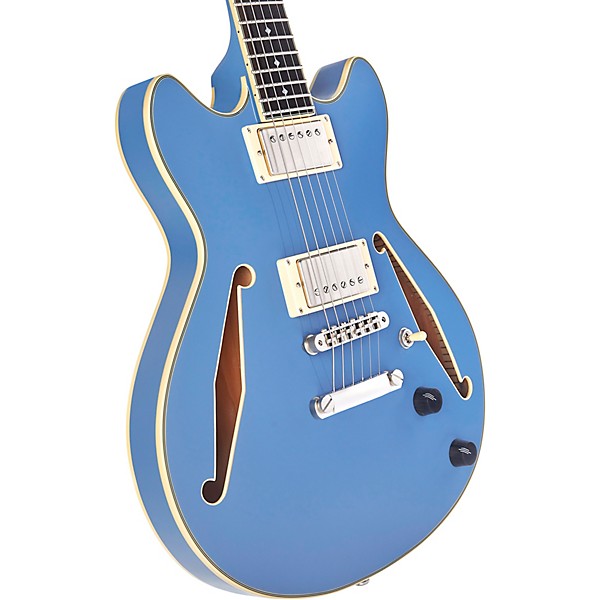 D'Angelico Excel Mini DC Tour Semi-Hollow Electric Guitar With Supro Bolt Bucker Pickups and Stopbar Tailpiece Slate Blue