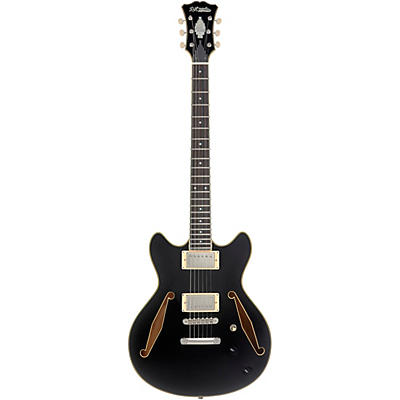 D'angelico Excel Mini Dc Tour Semi-Hollow Electric Guitar With Supro Bolt Bucker Pickups And Stopbar Tailpiece Solid Black for sale