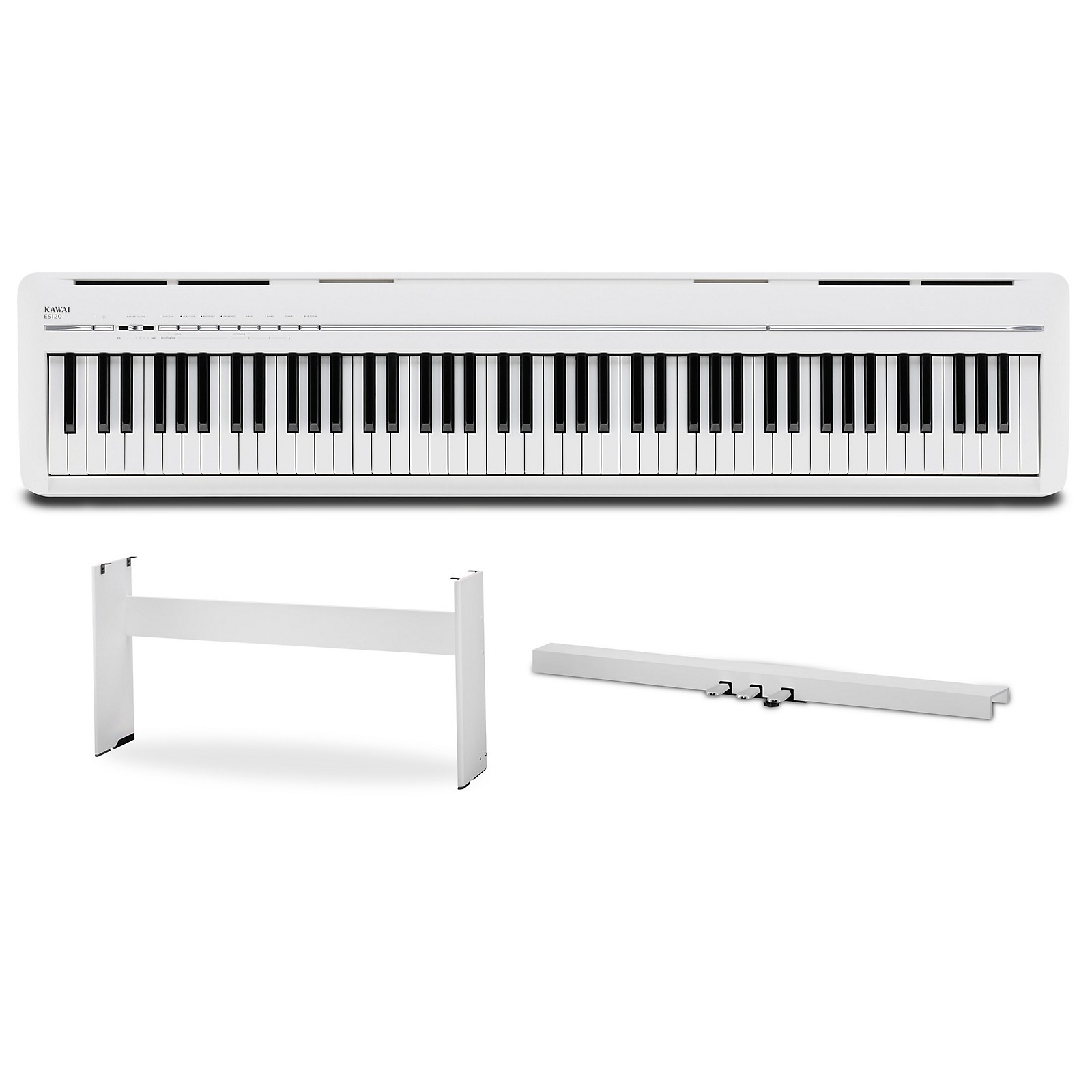 Kawai ES-120 Piano Numérique Blanc avec Pédale Triple, Support