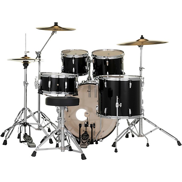 Pearl Roadshow Complete 5-Piece Drum Set With Hardware and Cymbals Jet Black