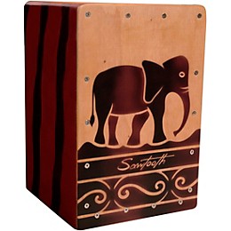 Open Box Sawtooth Harmony Series Hand-Stained Elephant Design Travel-Size Cajon Level 1
