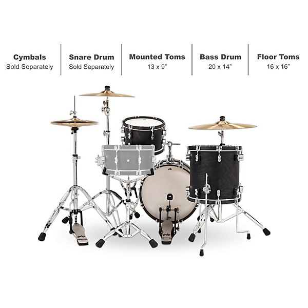 PDP by DW Concept Classic 3-Piece Bop Kit with Ebony Hoops Ebony